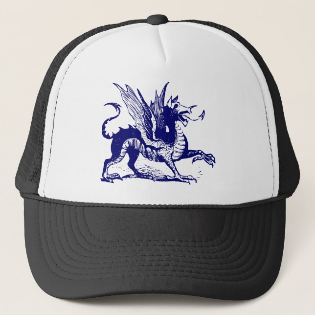 Dragon Engraving - Deep Navy Trucker Hat (Front)
