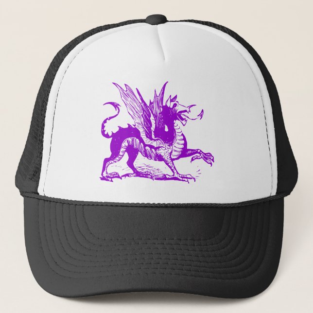 Dragon Engraving - Purple Trucker Hat (Front)