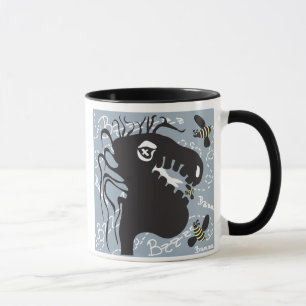 Dragon et abeille 15oz. tasse noire de poignée