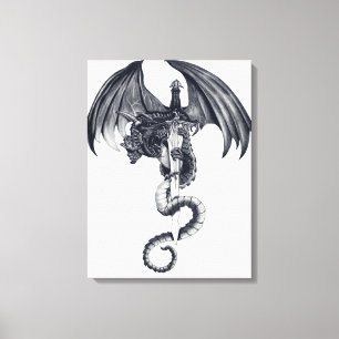 Dragon et copie de toile étirée par épée