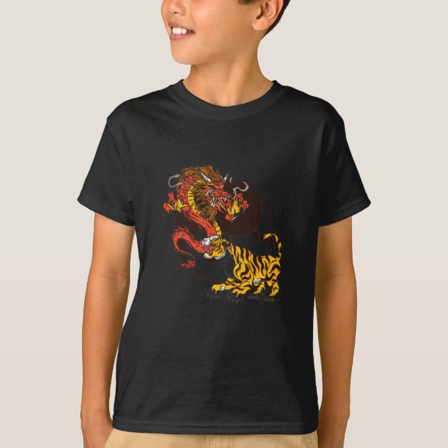 Dragon-et Tiger-Yin-Yang T-Shirt Design (Devant)
