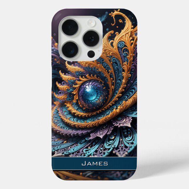 Dragon Eye Modern Abstract Geometric Fractal Name  Case-Mate iPhone Case (Back)
