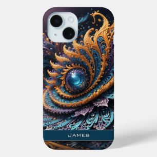 Dragon Eye Modern Abstract Geometric Fractal Name  iPhone 15 Case