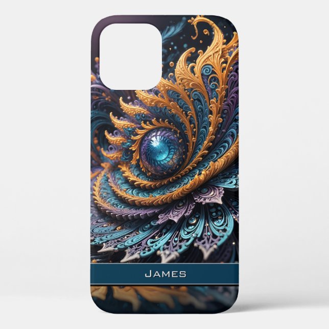 Dragon Eye Modern Abstract Geometric Fractal Name  Case-Mate iPhone Case (Back)
