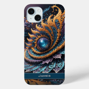 Dragon Eye Modern Abstract Geometric Fractal Name  iPhone 15 Mini Case