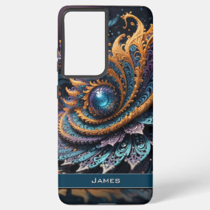 Dragon Eye Modern Abstract Geometric Fractal Name  Samsung Galaxy Case