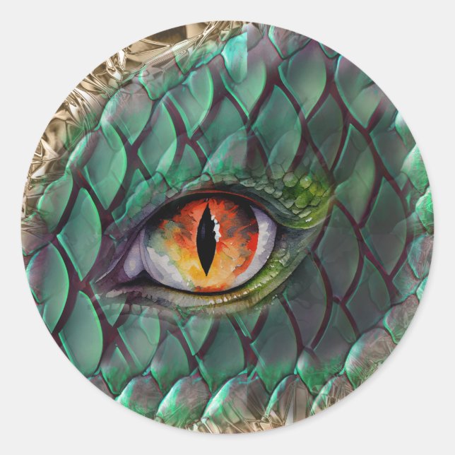 Dragon Eye Mythical Fantasy Classic Round Sticker (Front)