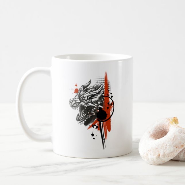 Dragon Face Trash Polka Coffee Mug (With Donut)