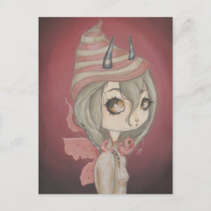 Dragon fairy postcard pink