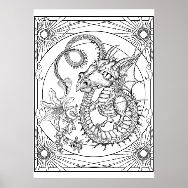 Dragon familier : Poster do-it-yourself coloriage  (Devant)