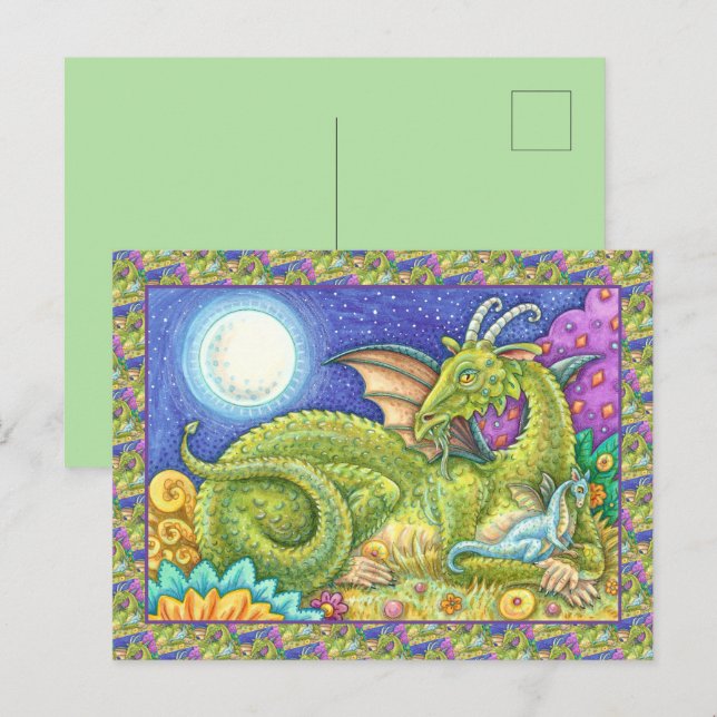 DRAGON FAMILY NEXT GENERATION, WHIMSICAL FANTASY POSTCARD (Front/Back)