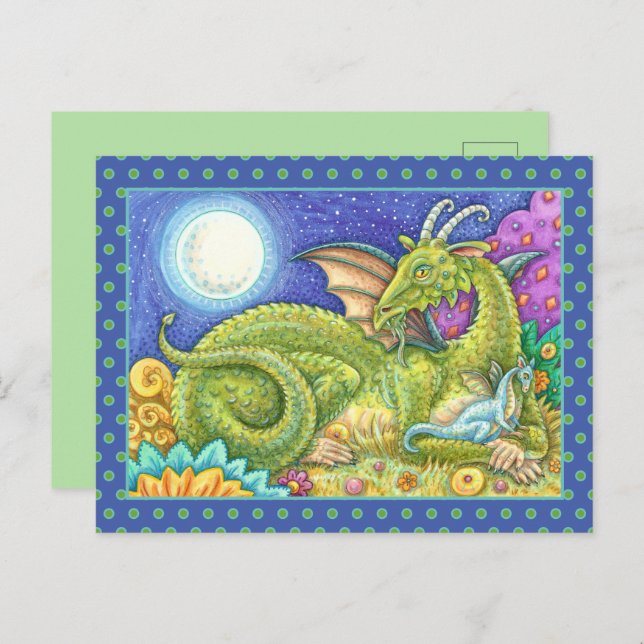 DRAGON FAMILY NEXT GENERATION, WHIMSICAL FANTASY POSTCARD (Front/Back)