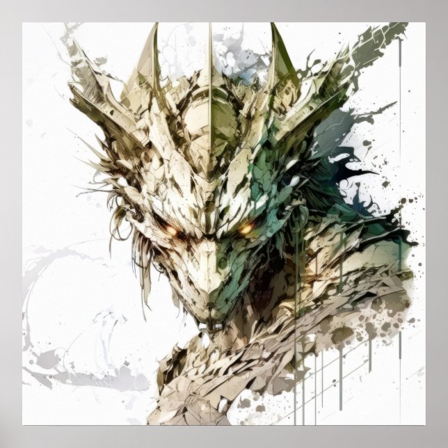 Dragon Fantasy Animal Painting Wildlife Outdoors  Poster (Front)