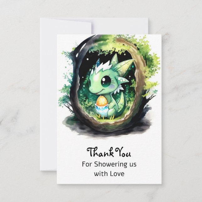 Dragon Fantasy Baby Shower Thank You Card (Front)