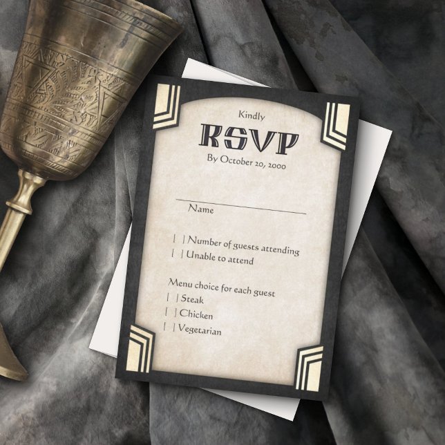 Dragon Fantasy Modern Deco Wedding RSVP Card (Creator Uploaded)