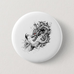 Dragon Fantasy Wild Animal Illustration Art Tattoo 2 Inch Round Button