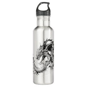 Dragon Fantasy Wild Animal Illustration Art Tattoo 710 Ml Water Bottle