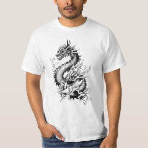 Dragon Fantasy Wild Animal Illustration Art Tattoo T-Shirt