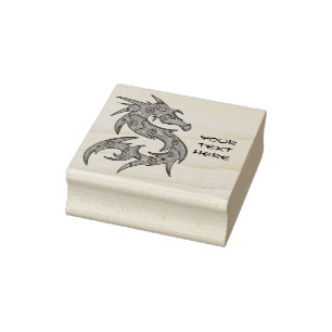 Dragon filled with Dots Pattern - left Rubber Stamp