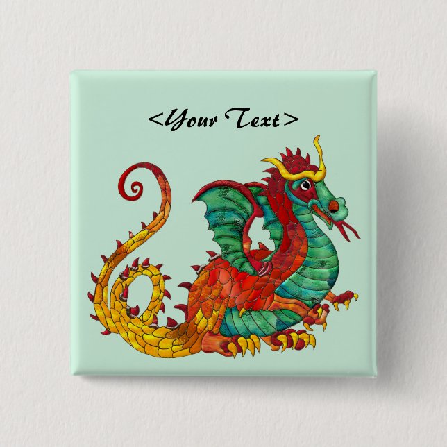 Dragon Fire 2 Inch Square Button (Front)