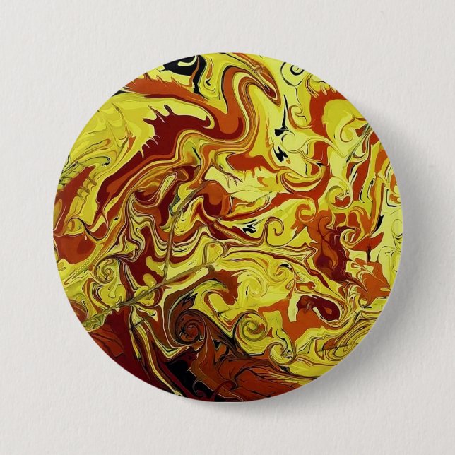Dragon Fire Abstract Design Pin/ 3 Inch Round Button (Front)
