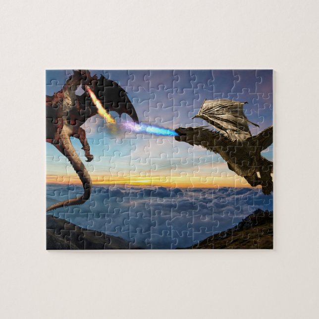Dragon Fire Breathing Battle Wyvern Jigsaw Puzzle (Horizontal)