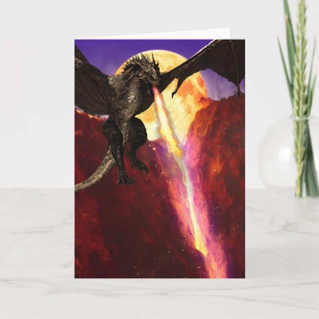 Dragon Fire Breathing Lava Dark Moon Card (Front)