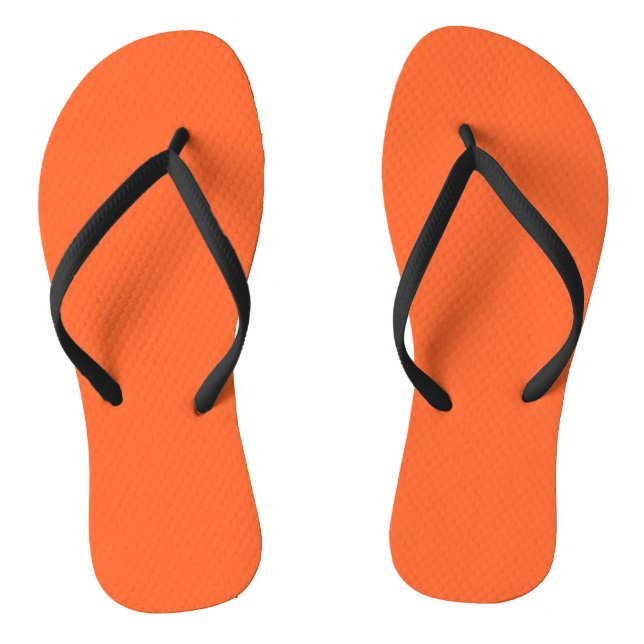 Dragon Fire Bright Orange Solid Colour Print Flip Flops (Footbed)
