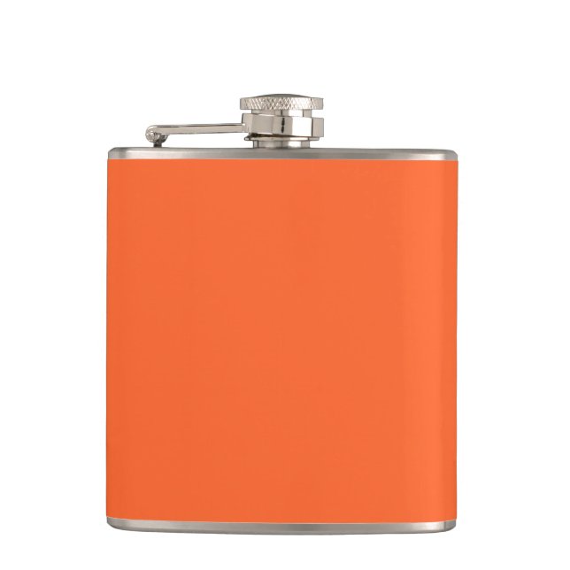 Dragon Fire Bright Orange Solid Colour Print Hip Flask (Front)