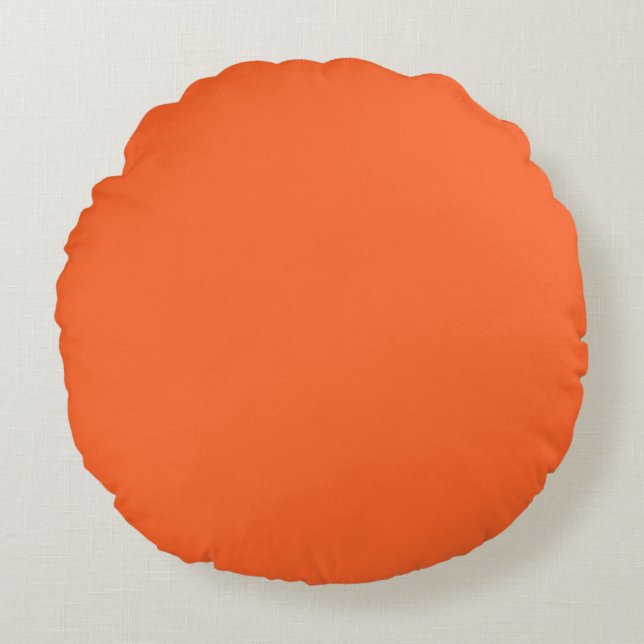Dragon Fire Bright Orange Solid Colour Print Round Pillow (Front)