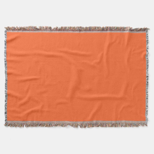 Dragon Fire Bright Orange Solid Colour Print Throw Blanket (Front)