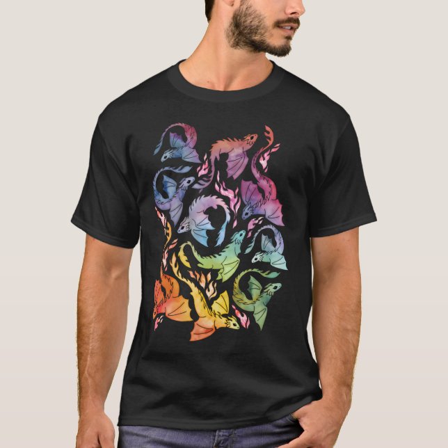 Dragon Fire Dark Rainbow T-Shirt (Front)