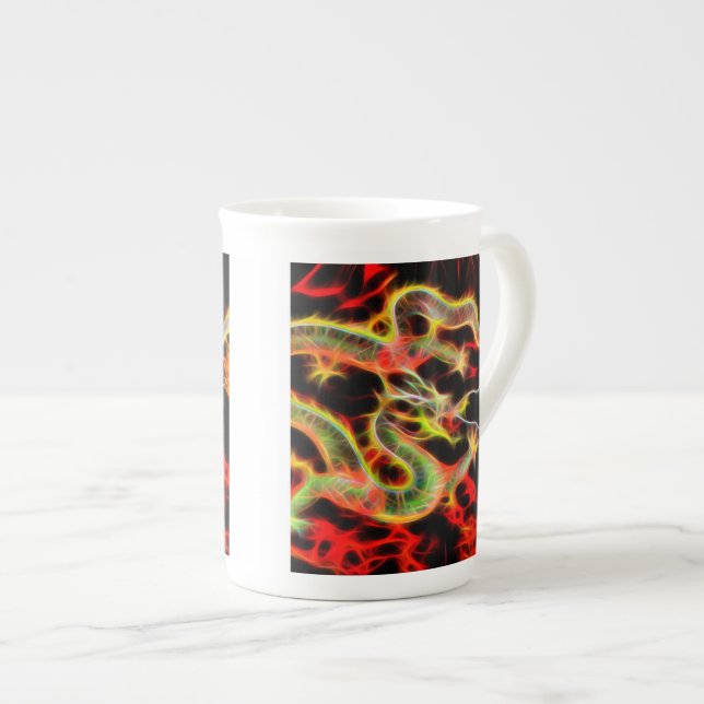 Dragon Fire decor on Lucky Energy Bone China Mug (Front Right)