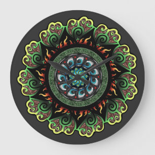Dragon Fire Mandala T-Shirt Large Clock