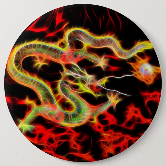 Dragon Fire on Lucky Energy 6 Inch Round Button (Front)