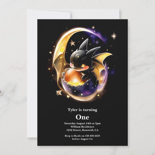 Dragon First Birthday Invitation (Front)