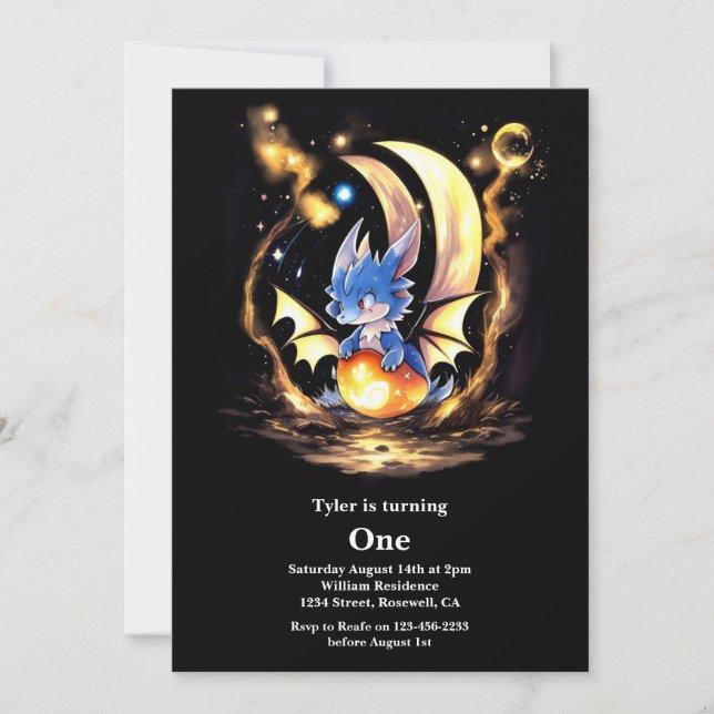 Dragon First Birthday Invitation (Front)