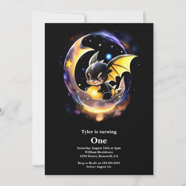 Dragon First Birthday Invitation (Front)