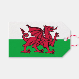 Dragon Flag of Wales, Celtic Welsh National Flag Gift Tags