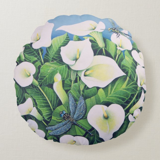 Dragon Flies Round Pillow (Front)