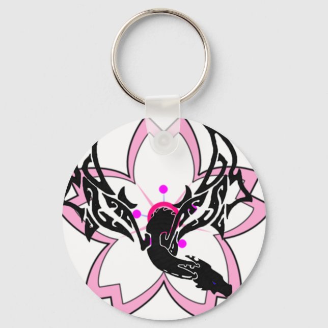 Dragon Flower Cherry Blossom Keychain (Front)