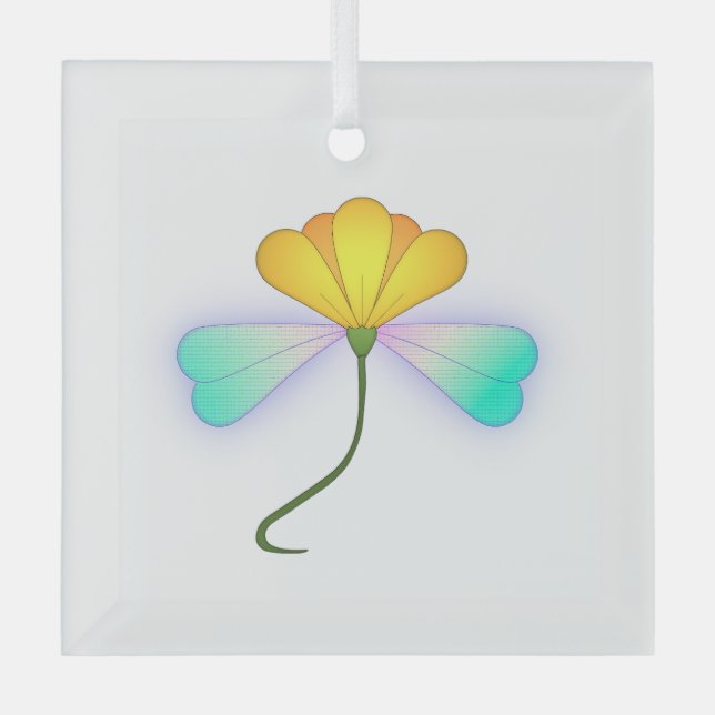 Dragon Flower Glass Ornament (Front)