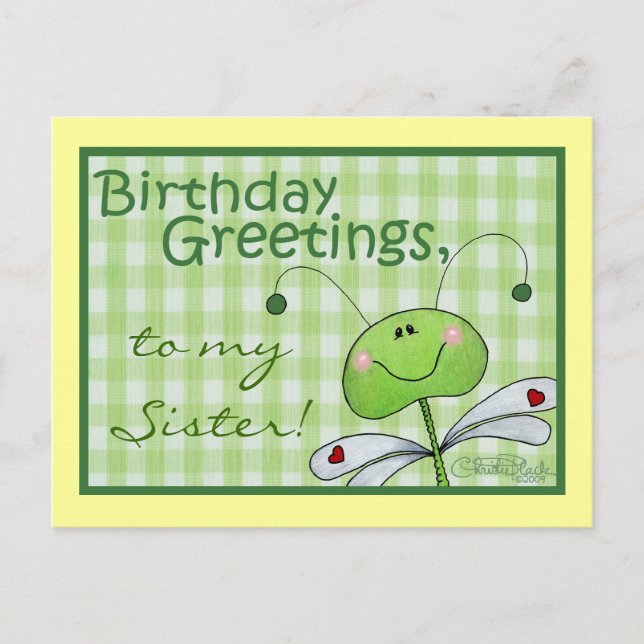 Dragon Fly Birthday personalize Postcard (Front)
