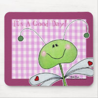 Dragon Fly on Pink Gingham