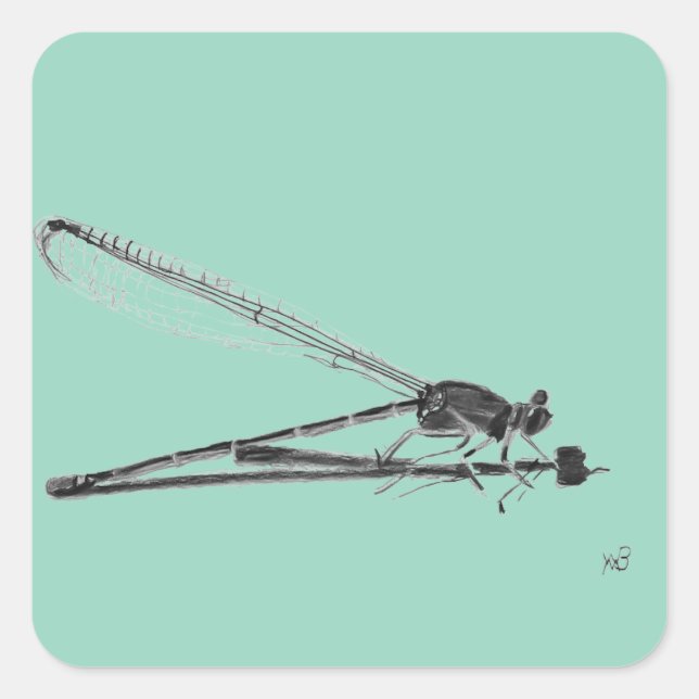 Dragon Fly Square Sticker (Front)