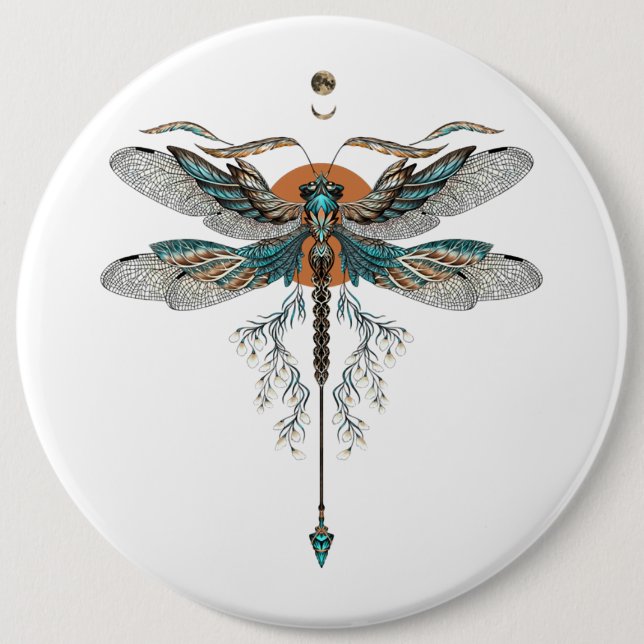 Dragon Fly Tattoo 6 Inch Round Button (Front)