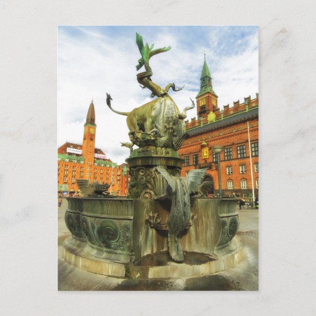 Dragon Fountain in Copenhagen Postcard (Front)