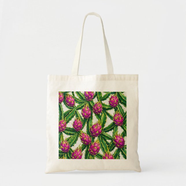 Dragon Fruit Cactus Tropical Pattern Tote Bag (Front)