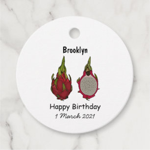 Dragon fruit cartoon illustration favour tags