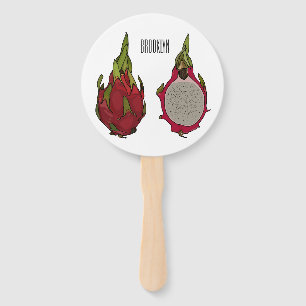 Dragon fruit cartoon illustration hand fan